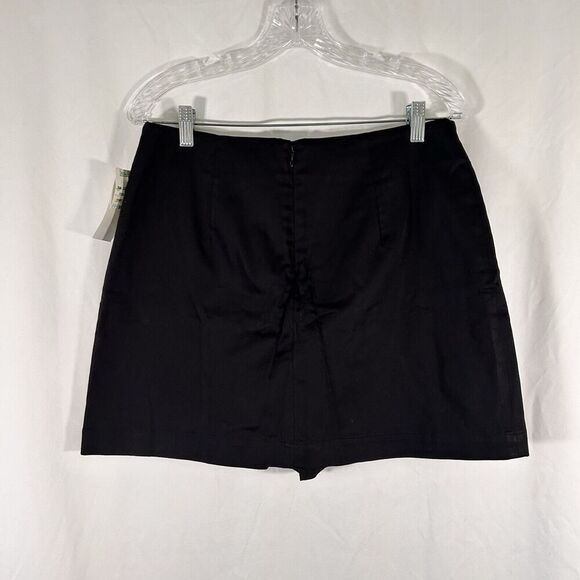 New Eric Casual Mini Skirt Women's 12 Solid Black Zip Back Short Cotton Blend - Picture 5 of 9